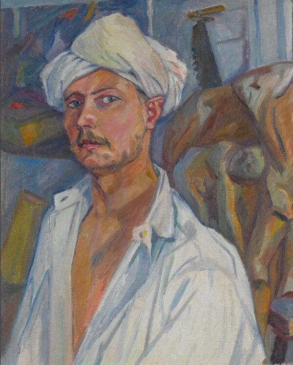Выставка М. Ларионова. Автопортрет в тюрбане. Около 1907 Выставка М. Ларионова. Автопортрет в тюрбане. Около 1907