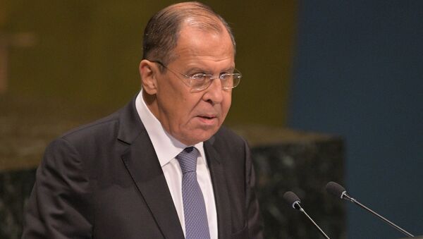 Министр иностранных дел России Сергей Лавров выступает на Генеральной Ассамблее Организации объединенных наций (ООН) в Нью-Йорке. 28.08.2018 Министр иностранных дел России Сергей Лавров выступает на Генеральной Ассамблее Организации объединенных наций (ООН) в Нью-Йорке. 28.08.2018