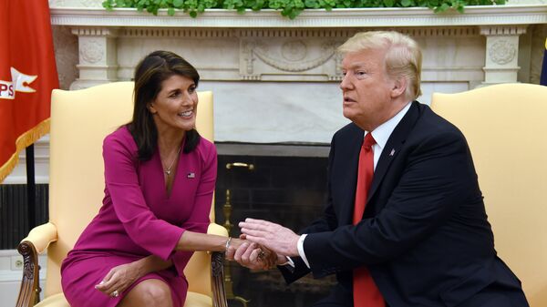 Постпред США при ООН Никки Хейли и президент США Дональд Трамп Постпред США при ООН Никки Хейли и президент США Дональд Трамп