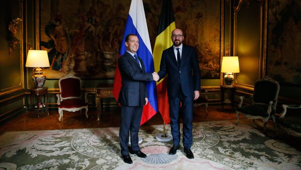 Председатель правительства РФ Дмитрий Медведев и премьер-министр Бельгии Шарль Мишель в Брюсселе. 19 октября 2018 Председатель правительства РФ Дмитрий Медведев и премьер-министр Бельгии Шарль Мишель в Брюсселе. 19 октября 2018