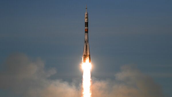 Старт ракеты-носителя Союз-ФГ с пилотируемым кораблем Союз МС-11. Архивное фото Старт ракеты-носителя Союз-ФГ с пилотируемым кораблем Союз МС-11. Архивное фото