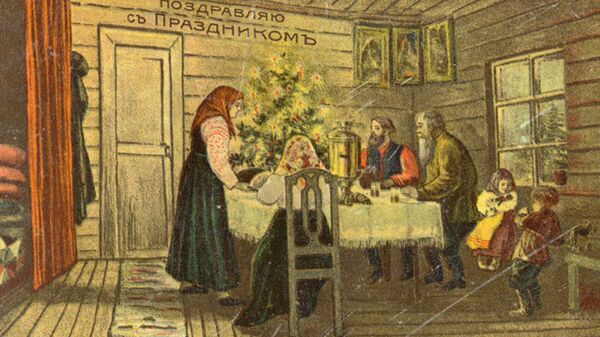 Новогодняя дореволюционная открытка. Россия Новогодняя дореволюционная открытка. Россия