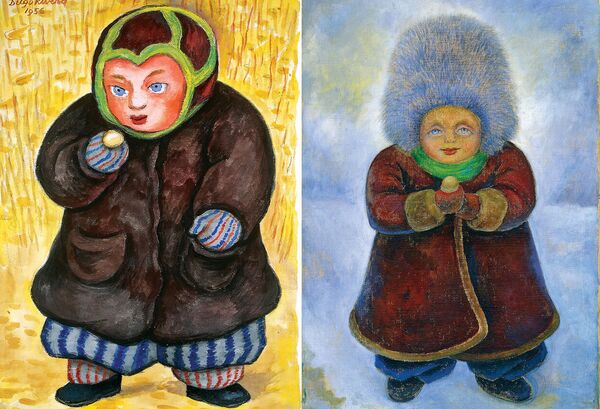 Слева — Диего Ривера. Ребенок с мороженым. 1956 год. Музей Долорес Ольмедо
Справа — Диего Ривера. Ребенок-спутник. 1956 год. Музей Долорес Ольмедо Слева — Диего Ривера. Ребенок с мороженым. 1956 год. Музей Долорес Ольмедо
Справа — Диего Ривера. Ребенок-спутник. 1956 год. Музей Долорес Ольмедо