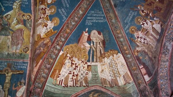 Второй Вселенский собор. Император Феодосий Великий, Нектарий патр. Константинопосльский, Кирилл патр. Иерусалимский, Дамасий папа Римский, Мелетий патр. Второй Вселенский собор. Император Феодосий Великий, Нектарий патр. Константинопосльский, Кирилл патр. Иерусалимский, Дамасий папа Римский, Мелетий патр.
