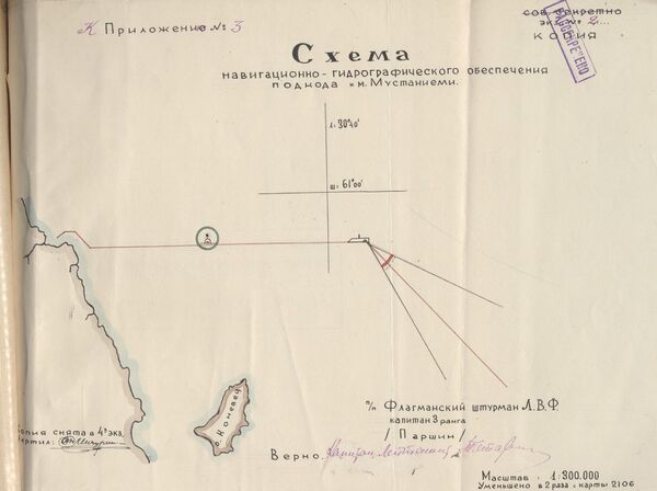 Схема навигационно-гидрографического обеспечения подхода к м. Мустаниеми Схема навигационно-гидрографического обеспечения подхода к м. Мустаниеми