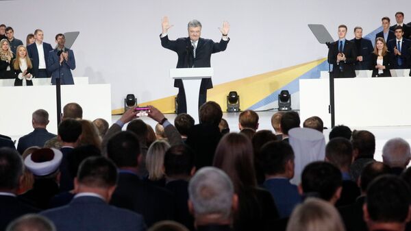 Президент Украины Петр Порошенко во время выступления в Киеве. 29 января 2019 Президент Украины Петр Порошенко во время выступления в Киеве. 29 января 2019