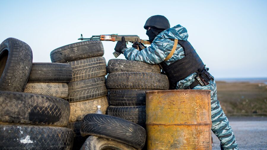 Блок-пост на перешейке в районе Чонгара Блок-пост на перешейке в районе Чонгара