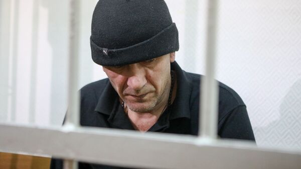 Обвиняемый в повреждении картины художника Ильи Репина Иван Грозный и его сын Иван 16 ноября 1581 года Игорь Подпорин во время судебного заседания в Замоскворецком суде. 11 марта 2019 Обвиняемый в повреждении картины художника Ильи Репина Иван Грозный и его сын Иван 16 ноября 1581 года Игорь Подпорин во время судебного заседания в Замоскворецком суде. 11 марта 2019