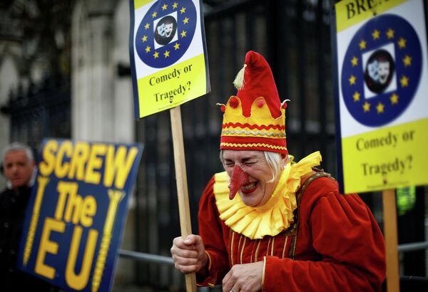 Противник Brexit в Лондоне Противник Brexit в Лондоне