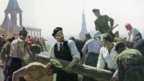 Картина В.И. Ленин на субботнике в Кремле. Репродукция. Масло. Художник Николай Александрович Сысоев (1918-2001) Картина В.И. Ленин на субботнике в Кремле. Репродукция. Масло. Художник Николай Александрович Сысоев (1918-2001)