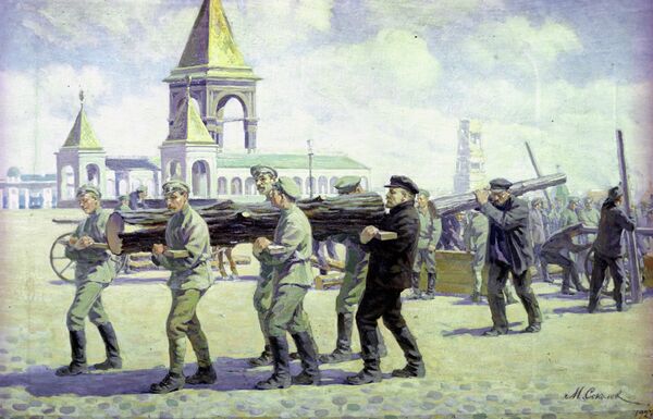 Картина В.И. Ленин на Всероссийском субботнике в Кремле 1 мая 1920 года. Художник Михаил Георгиевич Соколов (1875-1953). Картина В.И. Ленин на Всероссийском субботнике в Кремле 1 мая 1920 года. Художник Михаил Георгиевич Соколов (1875-1953).