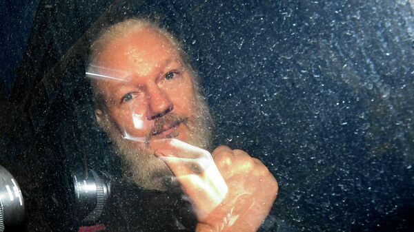 Основатель WikiLeaks Джулиан Ассанж в полицейском фургоне после задержания в Лондоне Основатель WikiLeaks Джулиан Ассанж в полицейском фургоне после задержания в Лондоне