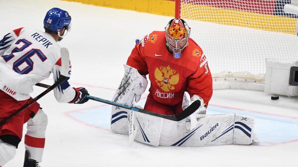 Игровой момент матча Россия - Чехия Игровой момент матча Россия - Чехия