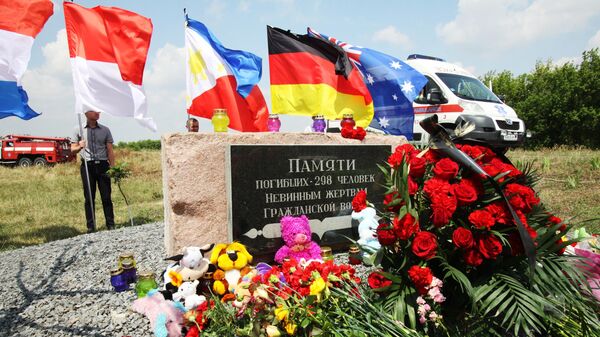 Обелиск, установленный на месте падения малайзийского самолёта Боинг-777 в Донецкой области Обелиск, установленный на месте падения малайзийского самолёта Боинг-777 в Донецкой области