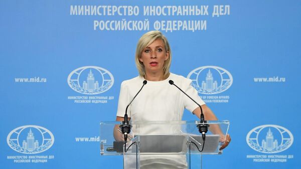 Официальный представитель Министерства иностранных дел России Мария Захарова во время брифинга в Москве. 17 июля 2019 Официальный представитель Министерства иностранных дел России Мария Захарова во время брифинга в Москве. 17 июля 2019