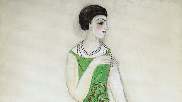 Эскиз для платья Мириам для модного дома Myrbor, 1927-1928 Эскиз для платья Мириам для модного дома Myrbor, 1927-1928