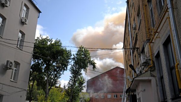 Пожар в промышленном здании в центре Москвы. 3 августа 2019