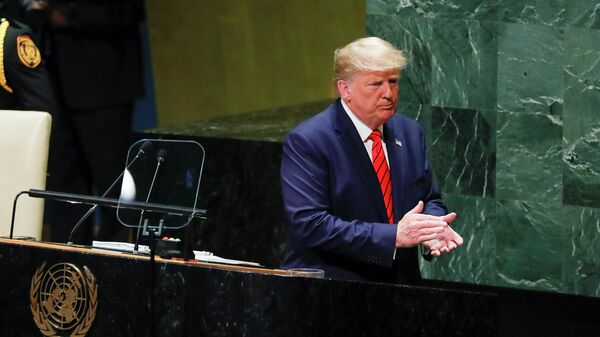 Президент США Дональд Трамп выступает на 74-й сессии Генеральной Ассамблеи ООН Президент США Дональд Трамп выступает на 74-й сессии Генеральной Ассамблеи ООН