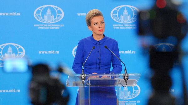 Официальный представитель Министерства иностранных дел России Мария Захарова во время брифинга