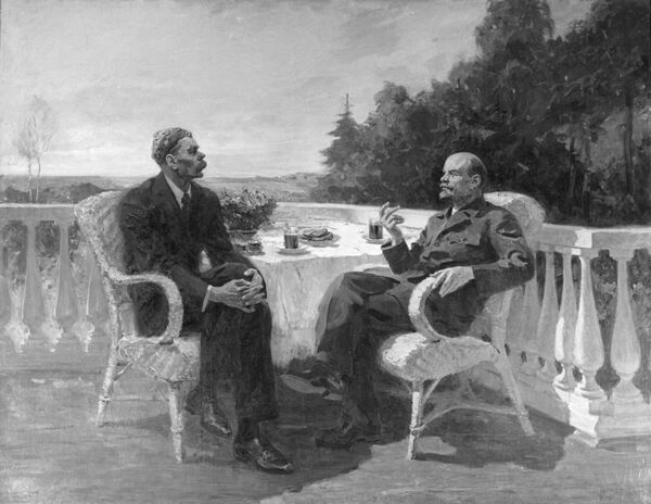 Картина художника Василия Прокофьевича Ефанова В.И. Ленин и А.М. Горький в Горках Картина художника Василия Прокофьевича Ефанова В.И. Ленин и А.М. Горький в Горках