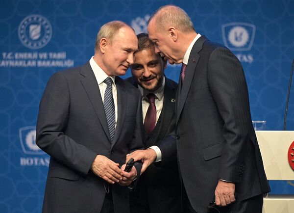 Президент России Владимир Путин и президент Турции Реджеп Тайип Эрдоган на церемонии официального открытия газопровода Турецкий поток в Стамбуле Президент России Владимир Путин и президент Турции Реджеп Тайип Эрдоган на церемонии официального открытия газопровода Турецкий поток в Стамбуле