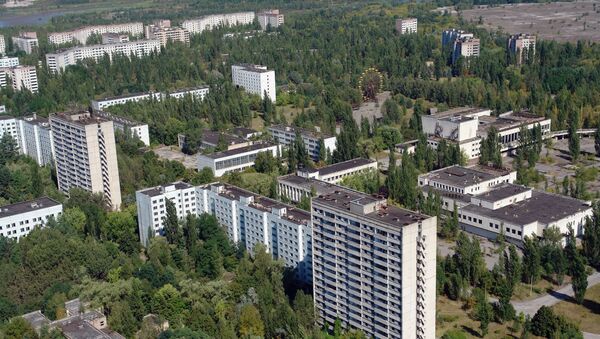 Город Припять после аварии на Чернобыльской АЭС. Архивное фото Город Припять после аварии на Чернобыльской АЭС. Архивное фото