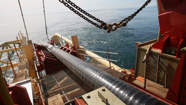 Строительство морского участка газопровода. Архивное фото Строительство морского участка газопровода. Архивное фото