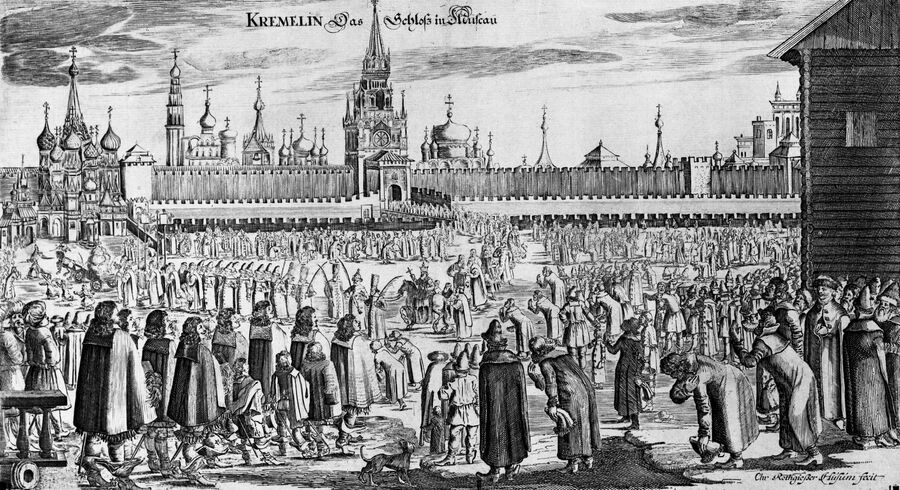 Фрагмент гравюры Шествие на осляти из книги Адама Олеария Путешествие в Московию Фрагмент гравюры Шествие на осляти из книги Адама Олеария Путешествие в Московию
