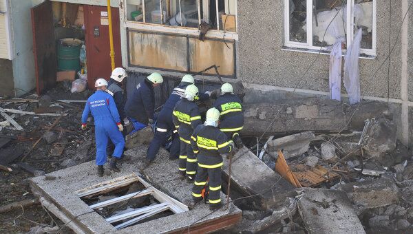 На месте взрыва газа в жилом доме в Бронницах На месте взрыва газа в жилом доме в Бронницах