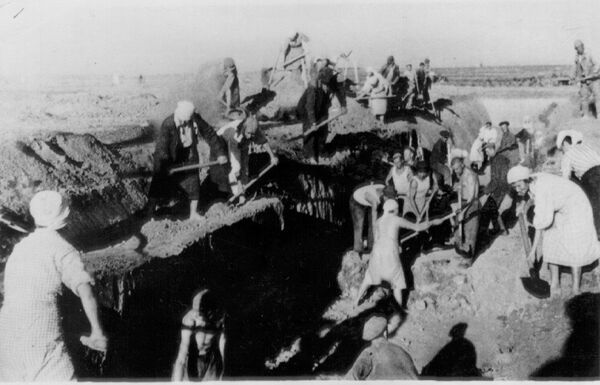 Жители Сталинграда роют окопы. 1942 год Жители Сталинграда роют окопы. 1942 год