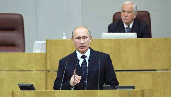 Премьер-министр России Владимир Путин на заседании Госдумы РФ Премьер-министр России Владимир Путин на заседании Госдумы РФ