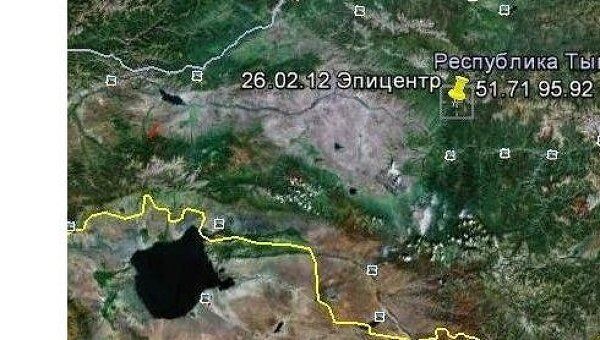 Карта землетрясения в Туве Карта землетрясения в Туве