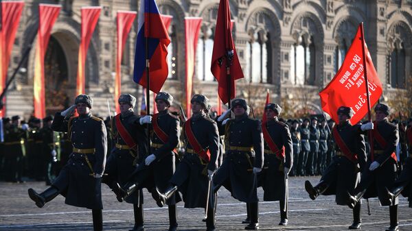 Репетиция марша, посвященного 77-летию военного парада 1941 года, на Красной площади в Москве Репетиция марша, посвященного 77-летию военного парада 1941 года, на Красной площади в Москве