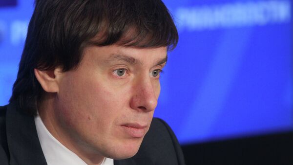 Брифинг министра по торговле ЕЭК Андрея Слепнева. Архивное фото Брифинг министра по торговле ЕЭК Андрея Слепнева. Архивное фото