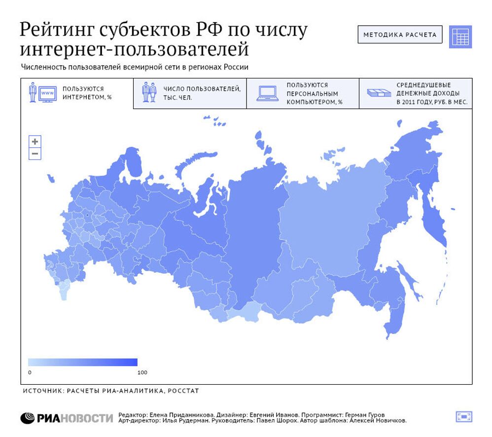 Рейтинг субъектов РФ по числу интернет-пользователей Рейтинг субъектов РФ по числу интернет-пользователей