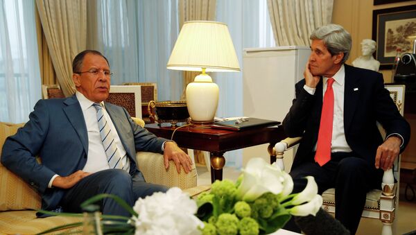 Глава МИД РФ Сергей Лавров на встрече с госсекретарем США Джоном Керри Глава МИД РФ Сергей Лавров на встрече с госсекретарем США Джоном Керри