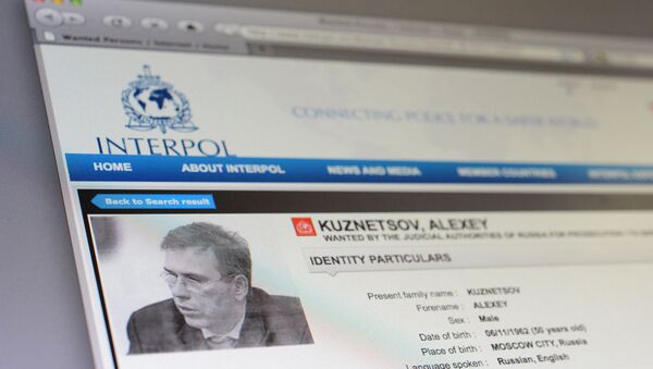 Страница с данными Алексея Кузнецова на сайте Интерпола, архивное фото Страница с данными Алексея Кузнецова на сайте Интерпола, архивное фото
