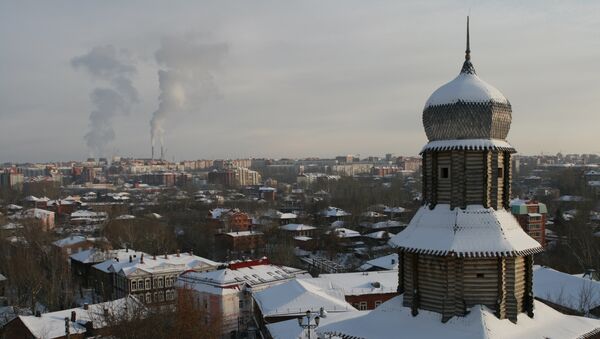 Вид на Томск поздней осенью. Вид на Томск поздней осенью.